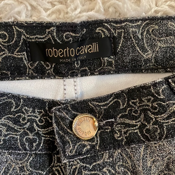 ROBERTO CAVALLI Jeans, Size Large Gold Jacquard Vintage RARE! Made in Italy NWOT - Picture 3 of 15